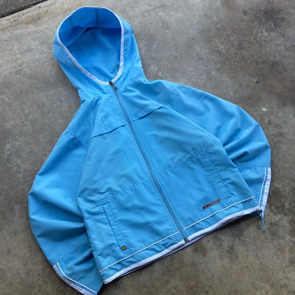Vintage Y2K Reebok Windbreaker Jacket Gorpcore Sporty Sky Blue Womens M f7 - Picture 1 of 8